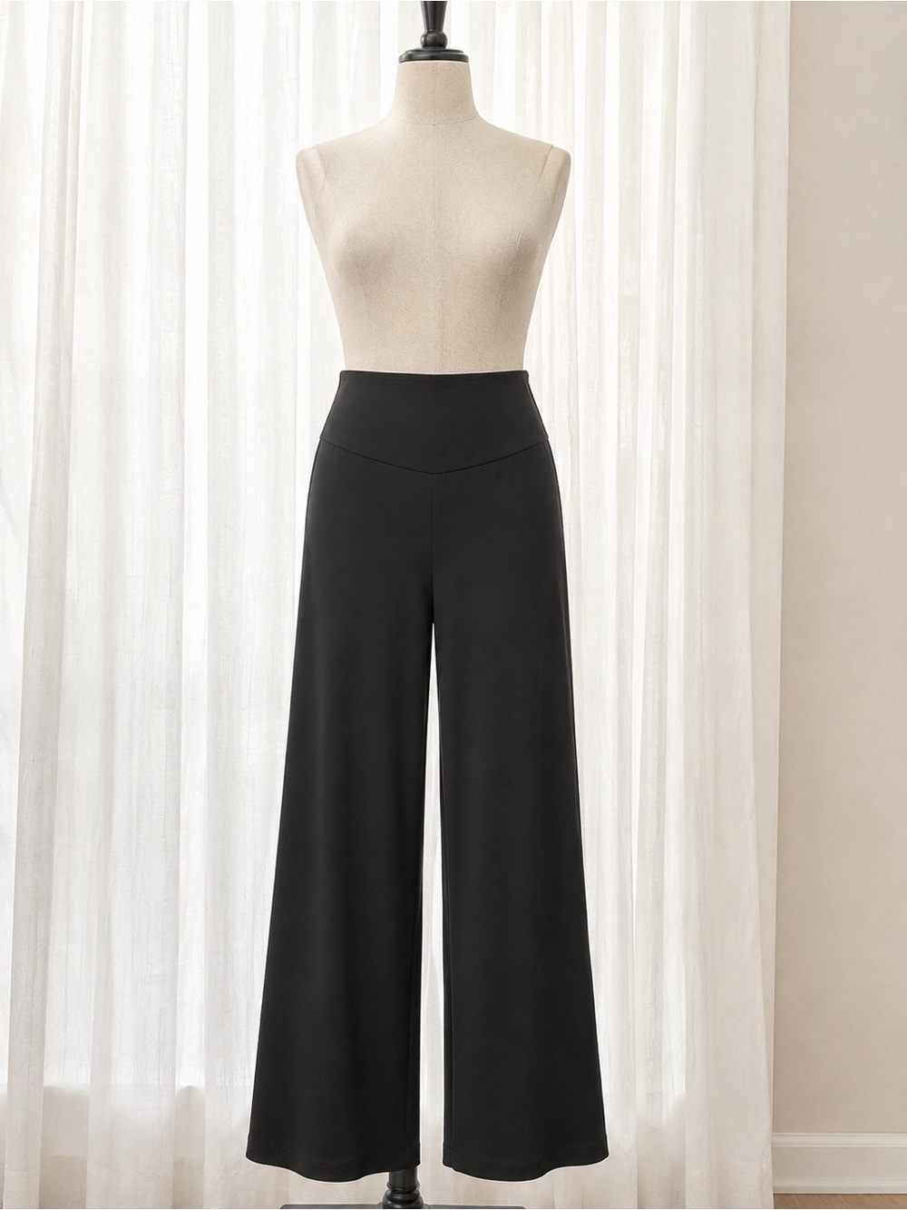 High-Waist Wide Leg Pants - Black